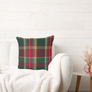 Coussin Plaid de Fêtes Vert Rouge Or Noël
