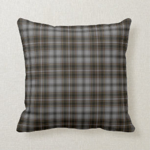 Coussin Plaid de tartan noir de brun de gris