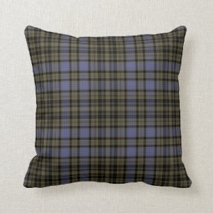Coussin Plaid de tartan noir vert pourpre de Loden