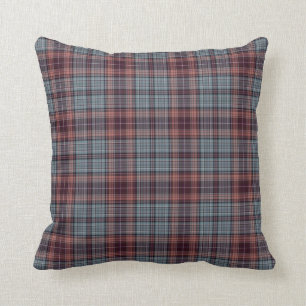 Coussin Plaid de tartan rouge de gris bleu