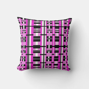Coussin Plaid en rose, noir et gris