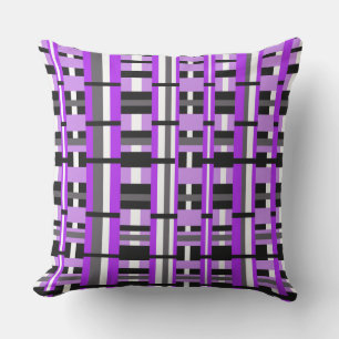 Coussin Plaid en violet, noir et gris