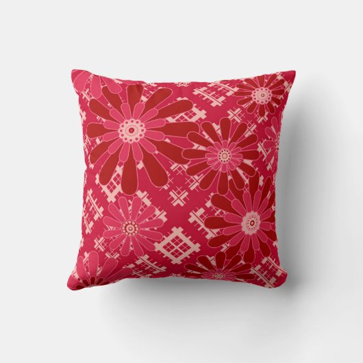 Coussin Plaid, floral, plaid, rouge, rouge, rustique (Verso)