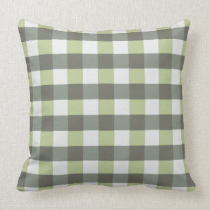 Coussin Plaid graphique vert et gris Checkered