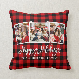 Coussin Plaid moderne de rouge de vacances de photo du
