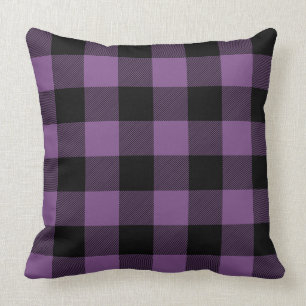 Coussin Plaid noir et pourpre de couleur faite sur