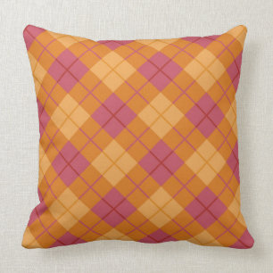 Coussin Plaid polarisé dans l'orange et le rose