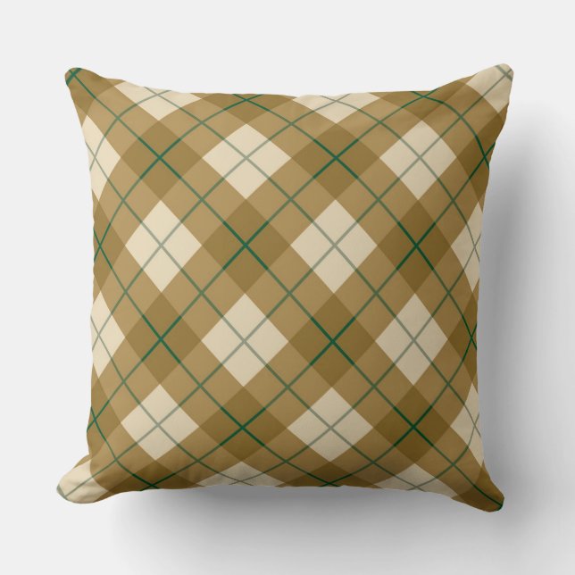 Coussin Plaid polarisé en or avec la rayure verte (Recto)