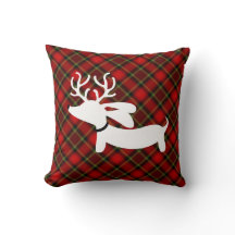 Plaid Reindeer Dachshund