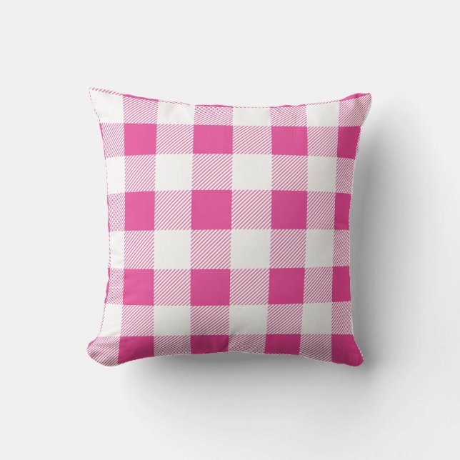 Coussin Plaid rose et blanc de contrôle de Buffalo (Recto)