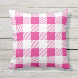 Coussin Plaid rose et blanc de contrôle de Buffalo