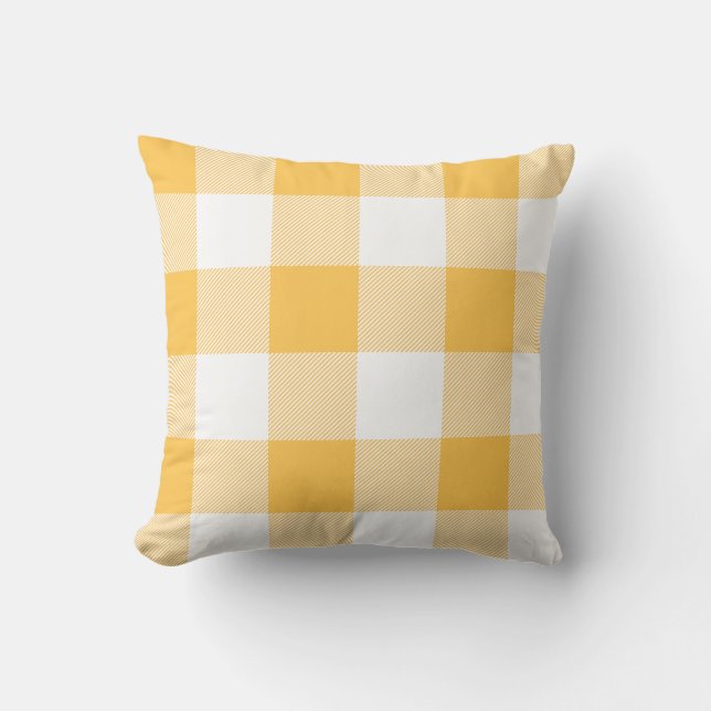 Coussin Plaid Rustique Gold et White Buffalo Check (Recto)