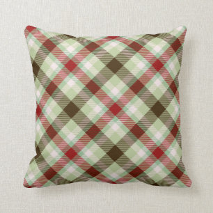 Coussin Plaid sage et marron