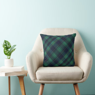 Coussin Plaid Tartan vert et bleu