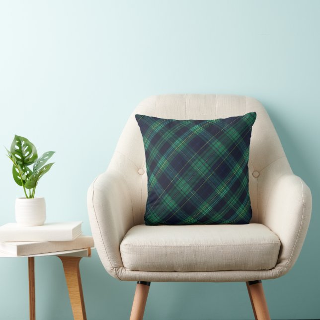 Coussin Plaid Tartan vert et bleu (Chaise)