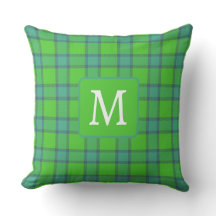 Plaid vert et bleu écossais monogramme