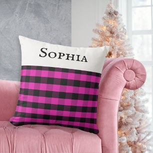 Coussin Plaids Buffalo Rose Motif Carreaux Nom Personnalis