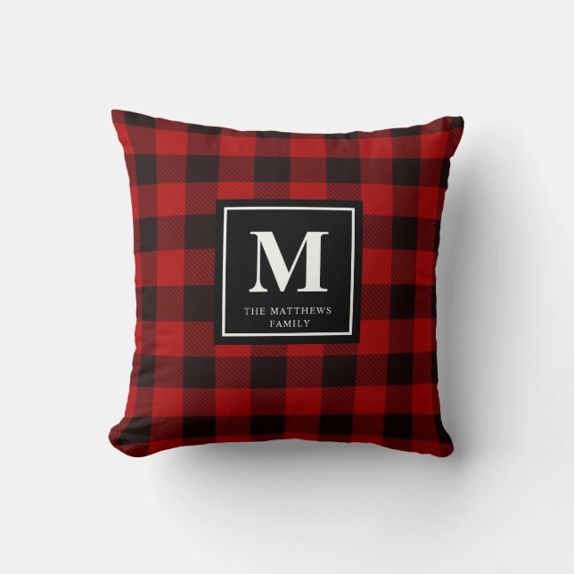 Coussin Plaids Monogramme à carreaux de Buffalo - Noir (Recto)