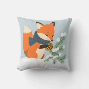 Coussin Plaisir de Noël au renard roux