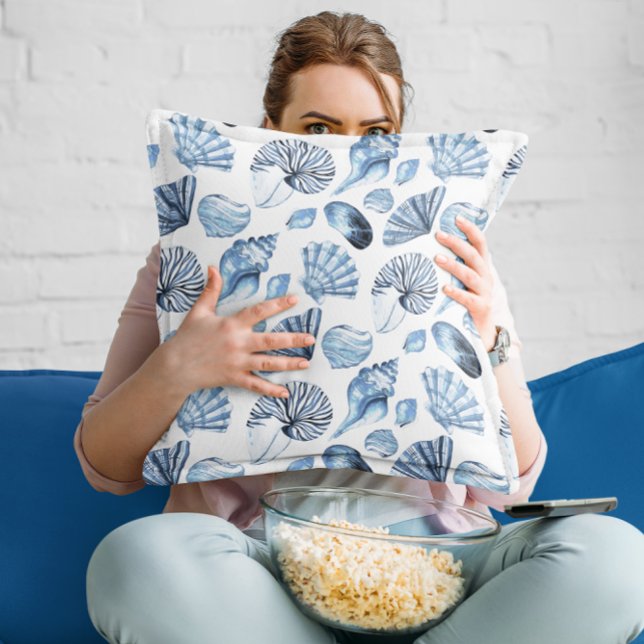 Coussin Plan de coquillages bleus sur la Maison Blanche (Créateur téléchargé)