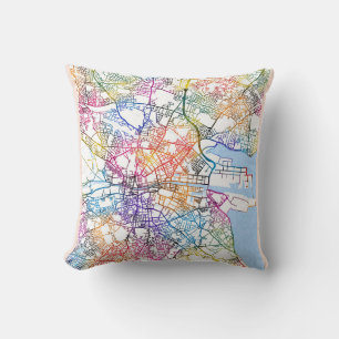 Coussin Plan de la ville de Dublin Irlande
