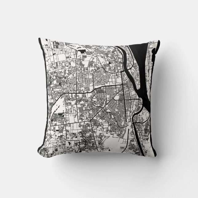 Coussin Plan de la ville de Phnom Penh Cambodge (Recto)