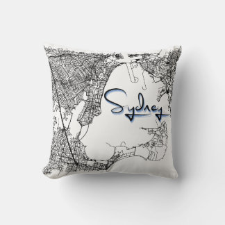 Coussin Plan de rue de Sydney urbain – Accent noir et blan