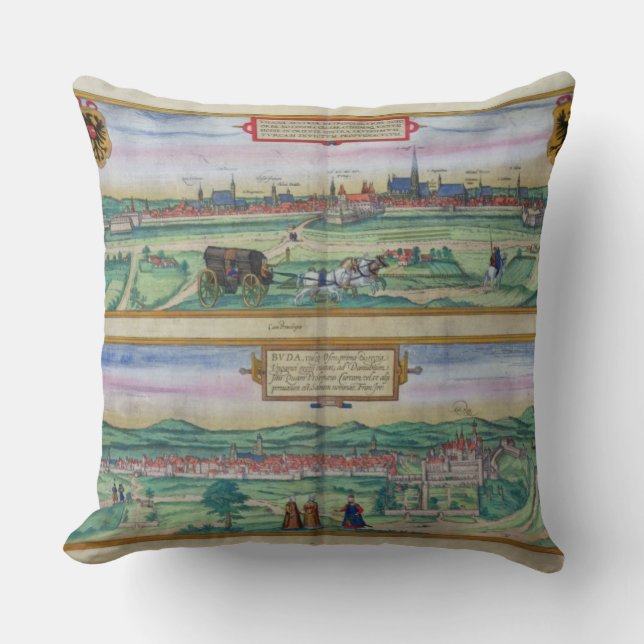 Coussin Plan de ville de Vienne et de Buda, de 'Civitates (Recto)