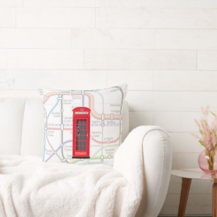 Coussin Plan du métro de Londres Nom personnalisé Cabine t