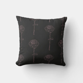 Coussin Plan Rose minimal en noir