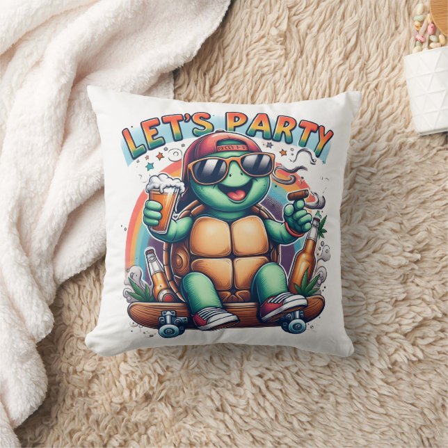 Coussin Planche à roulettes dans une fête animée (Couverture)