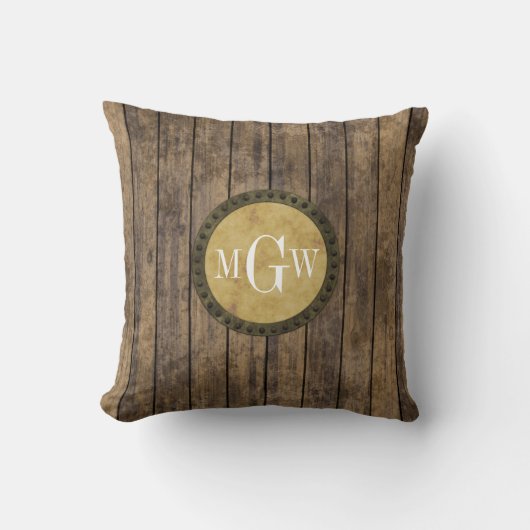 Coussin Planches aspect Bois Rustique #1 Steampunk 3 Monog (Recto)