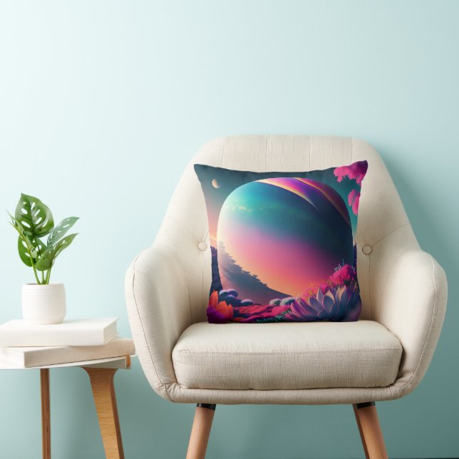 Coussin Planète entourée de fleurs (Chaise)