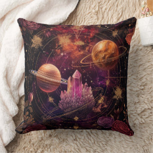 Coussin Planète Florale Cosmique Nébuleuse Violette Espace