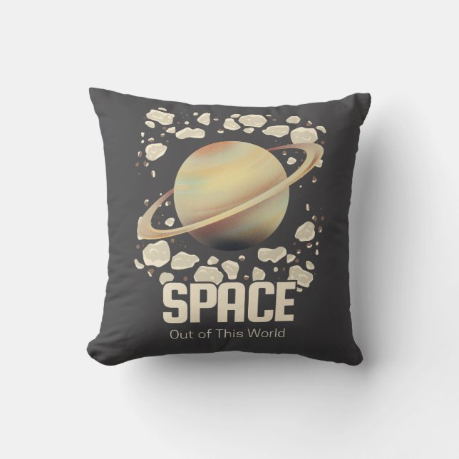 Coussin Planète Saturne Brun Beige (Recto)
