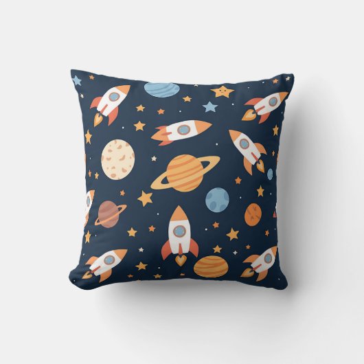 Coussin Planètes Fusées Espace Motif Mignon (Recto)