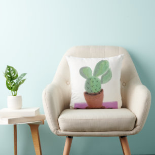 Coussin Plante Cactus Vert Violet plantes d'intérieur