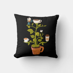 Coussin Plante café
