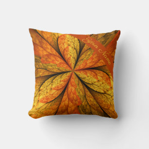 Coussin Plante d'automne, Abstrait moderne feuille fractal