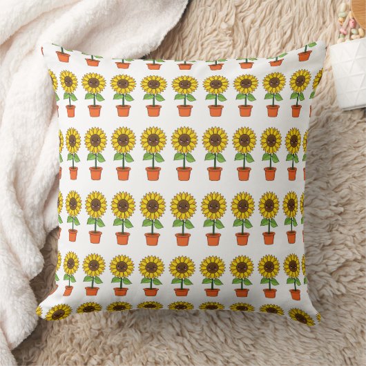 Coussin Plante de tournesol Kawaii dans un pot (Couverture)