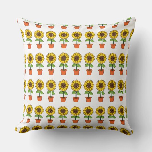 Coussin Plante de tournesol Kawaii dans un pot (Recto)