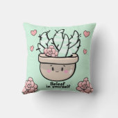 Coussin Plante grasse drôle BeLeaf en vous-même Encouragem (Verso)