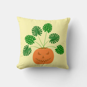 Coussin Plante Halloween Monstera en Citrouille