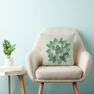 Coussin Plante moderne vert Succulent sur vert clair