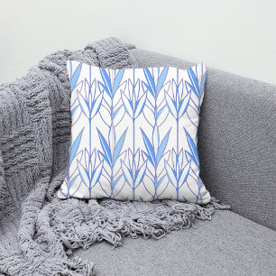 Coussin Plante motif bleu élégant naturel transparent