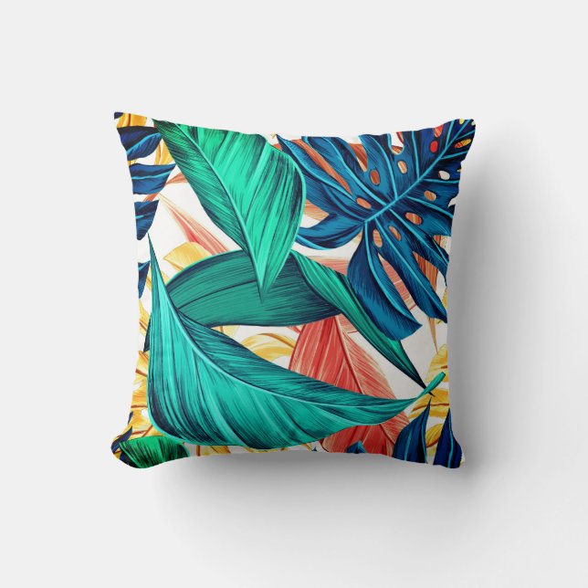 Coussin Plantes colorés Feuilles Tropical Design (Recto)