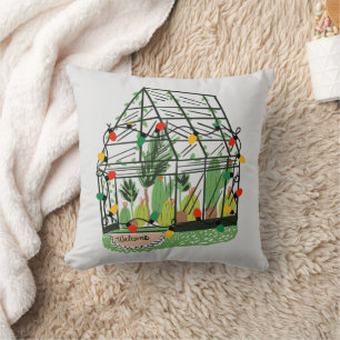 Coussin Plantes de Cactus Botaniques Maison de Noël Verte