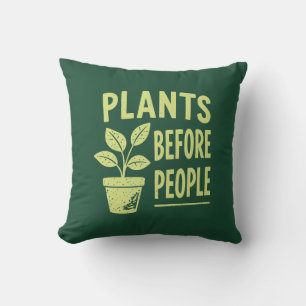 Coussin Plantes drôles avant les gens Art de tampon à encr