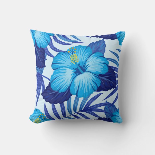 Coussin Plantes tropicaux hawaïens, motif hibiscus. (Recto)