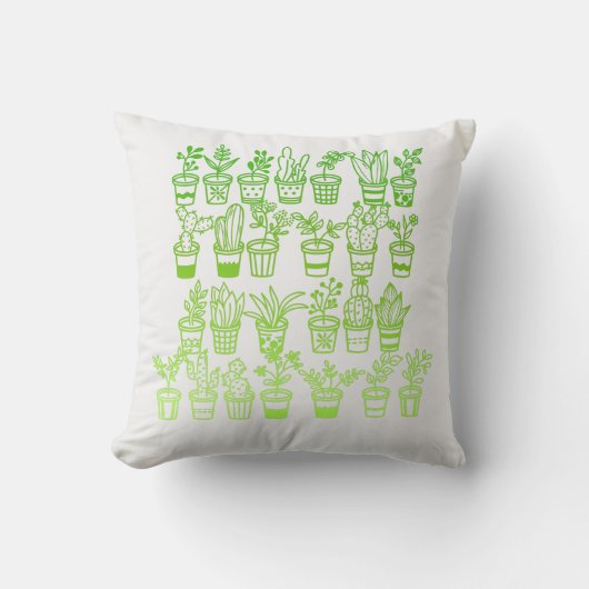 Coussin Plantes vert Doodle mignon dans les pots (Recto)